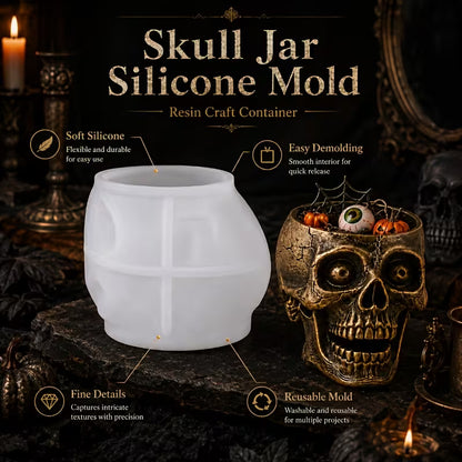 Gothic Skull Flower Pot Silicone Mold – DIY Resin, Plaster, Candle & Soap Casting Mold
