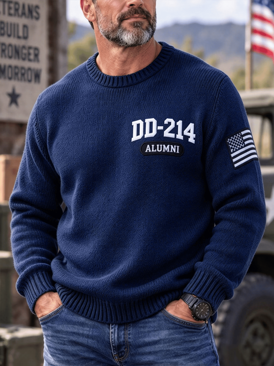 Men's Veteran DD-214 Print Casual Sweater