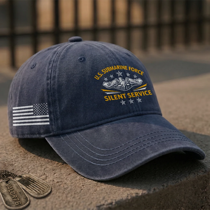Silver Dolphins Navy Submarine Silent Service Cap