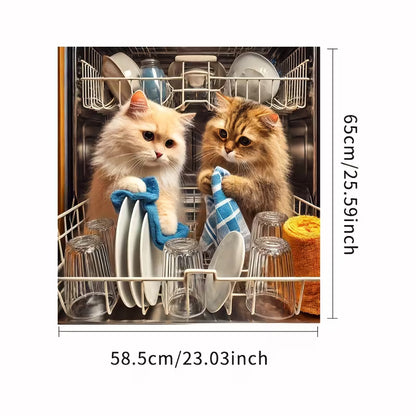 Reusable Halloween-Themed Magnetic Dishwasher Cover – Kitchen Decor for a Spooky Atmosphere