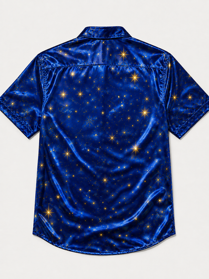 Breathable Silk Satin Christmas Leg Lamp Chest Pocket Hawaiian Shirt