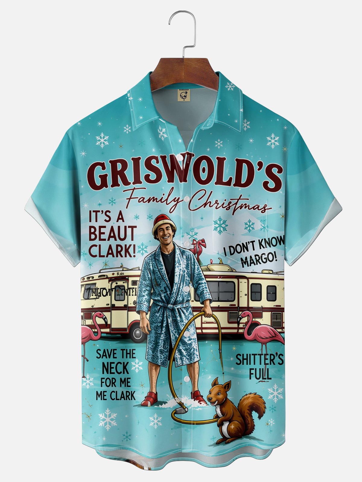 Moisture-Wicking "Merry Christmas" Griswold  Chest Pocket Hawaiian Shirt