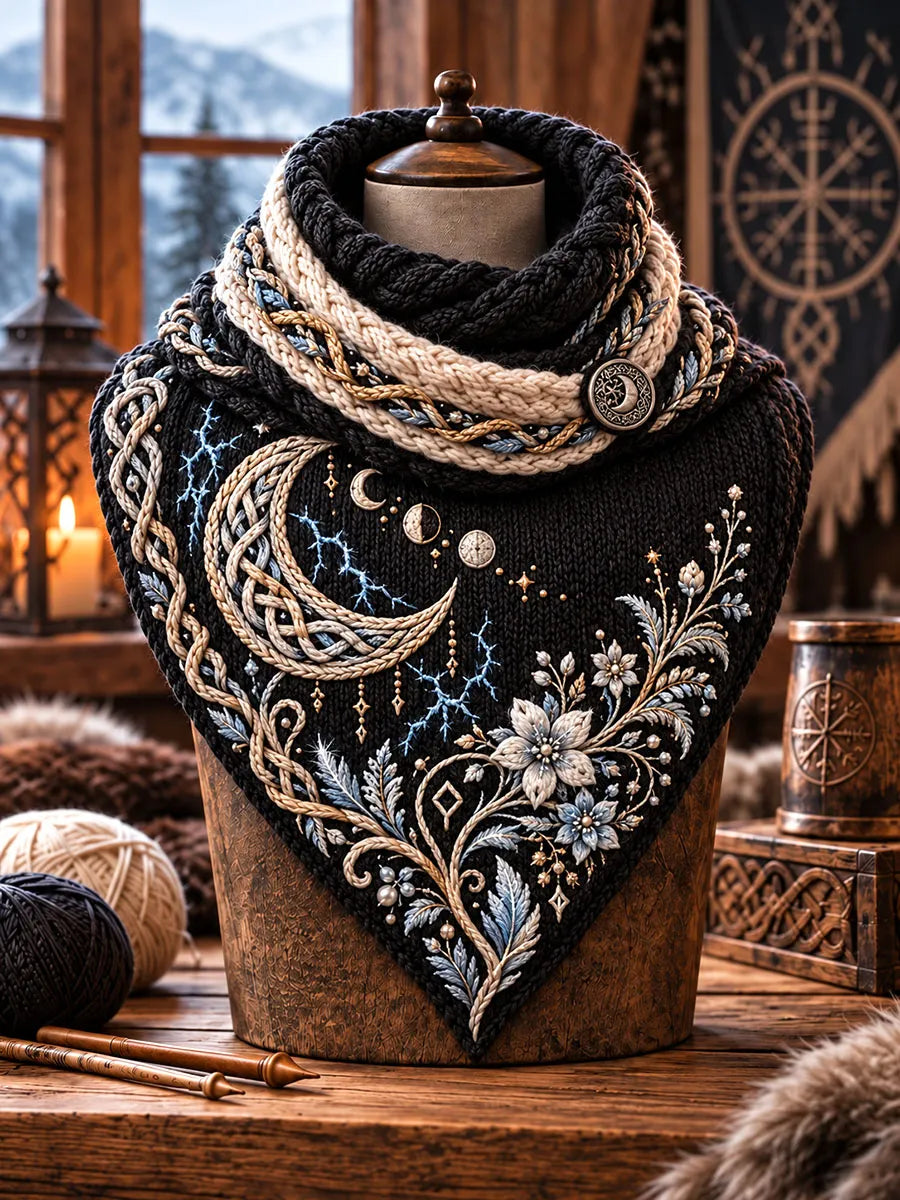 Moon Phase & Floral Triangle Scarf