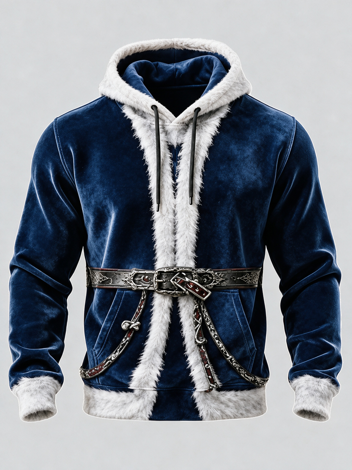 Christmas Vintage Santa Claus Suit Look Kangaroo-Pocket Hoodie Sweatshirt