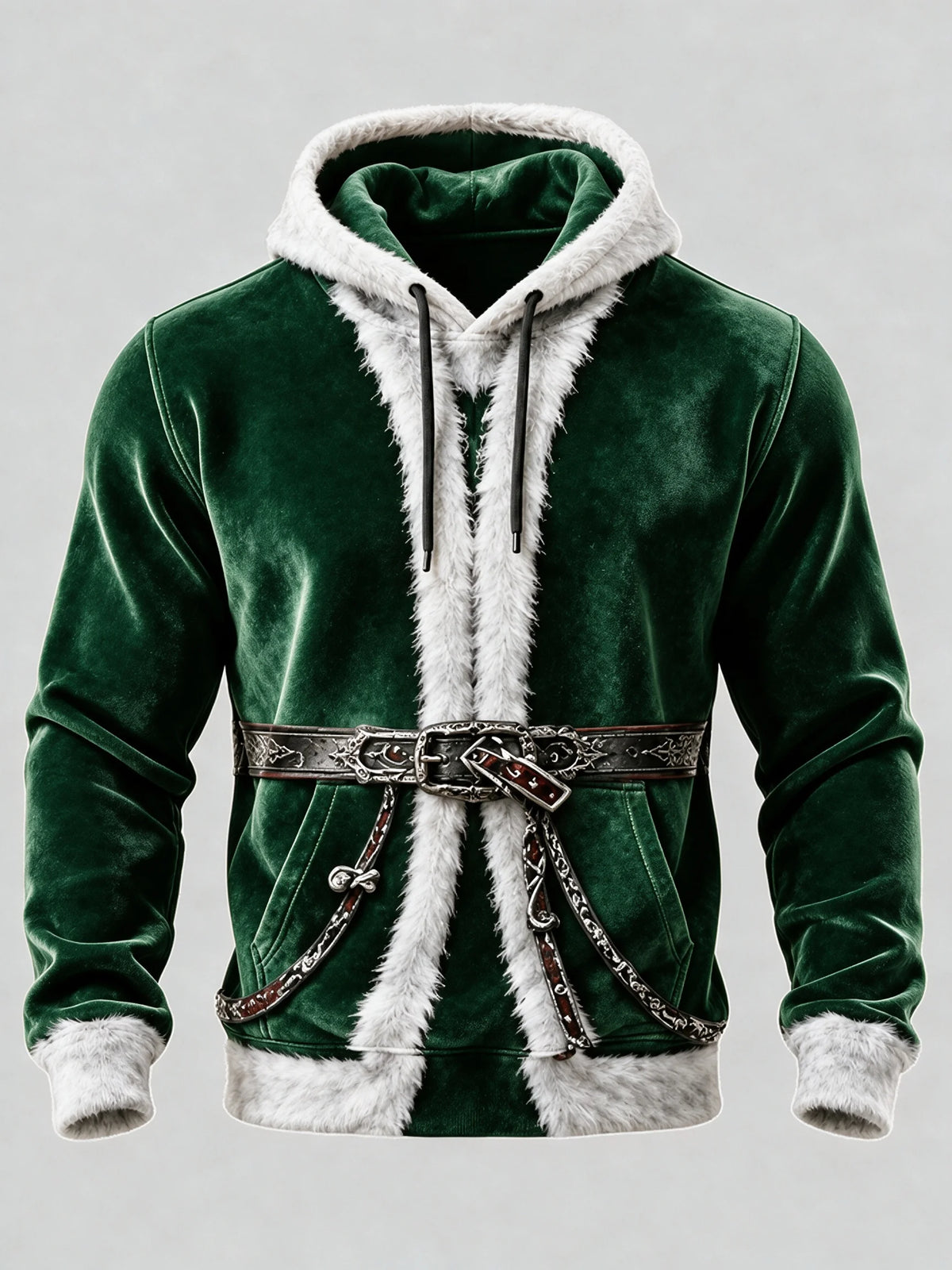 Christmas Vintage Santa Claus Suit Look Kangaroo-Pocket Hoodie Sweatshirt
