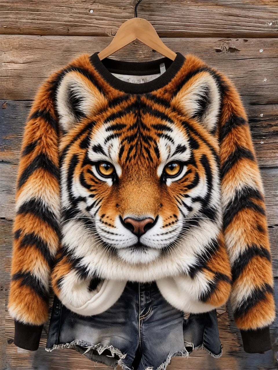 Women's Casual Animal Print Flannel Sweatshirt