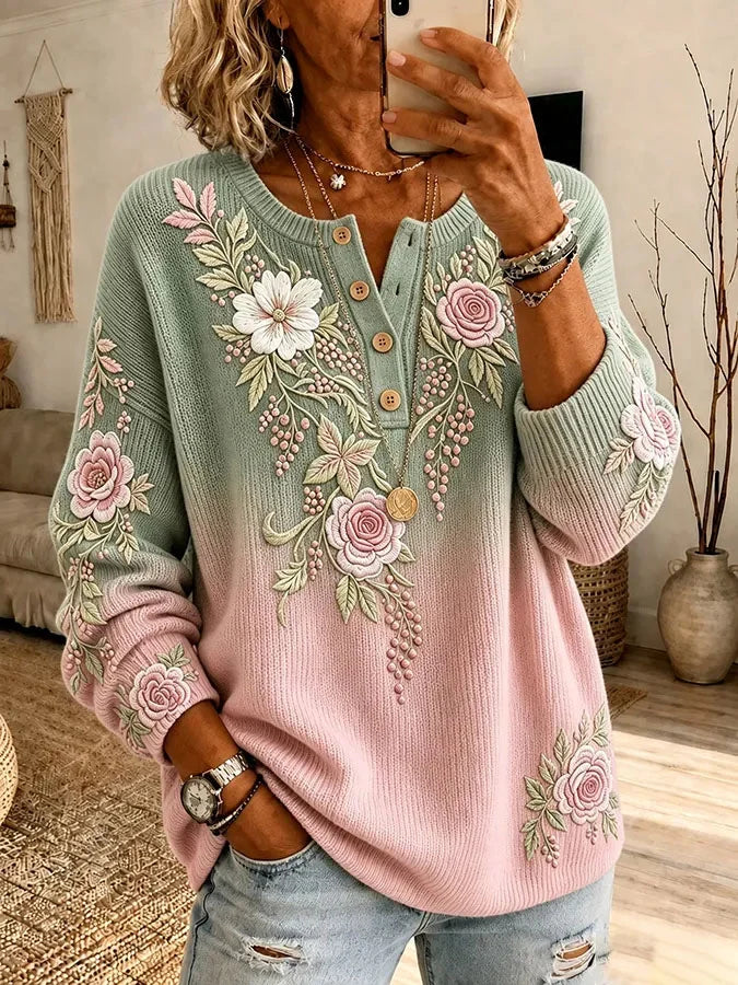 Women's Vintage Floral Print Sweatshirt