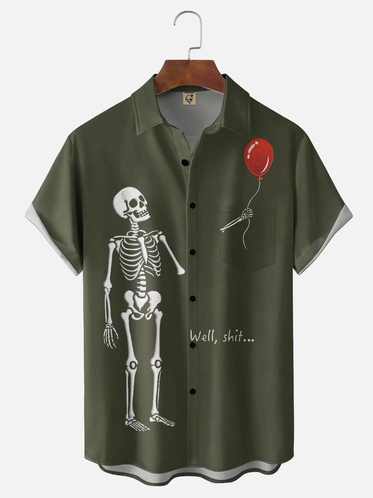 Moisture-wicking Halloween Skeleton Chest Pocket Casual Shirt