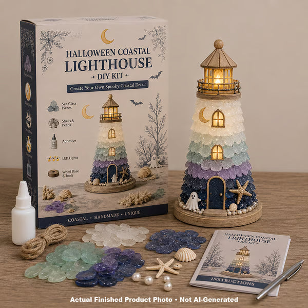 💥 LAST DAY 49% OFF - 💙 DIY Sea Glass Lighthouse Kit – Light-Up Coastal Craft & Handmade Home Decor