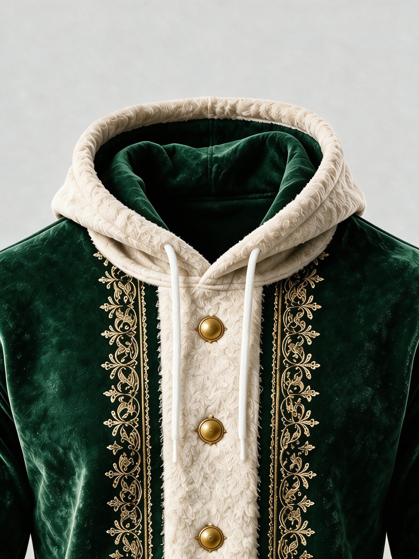 Christmas Vintage Santa Claus Suit Look Kangaroo-Pocket Hoodie Sweatshirt