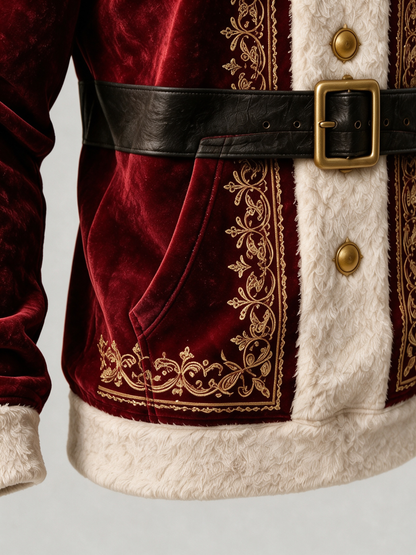Christmas Vintage Santa Claus Suit Look Kangaroo-Pocket Hoodie Sweatshirt