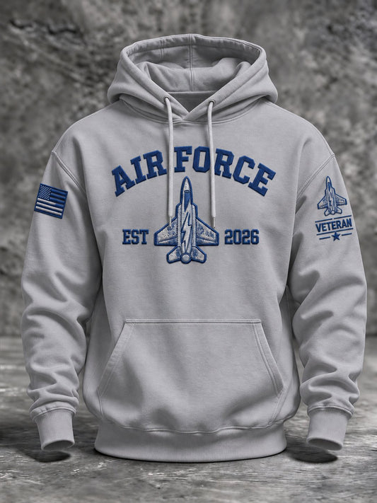 Men's Casual Veterans Commemorative Print Hoodie