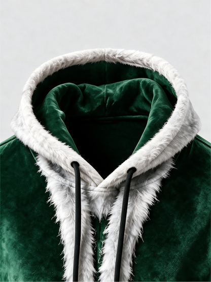 Christmas Vintage Santa Claus Suit Look Kangaroo-Pocket Hoodie Sweatshirt
