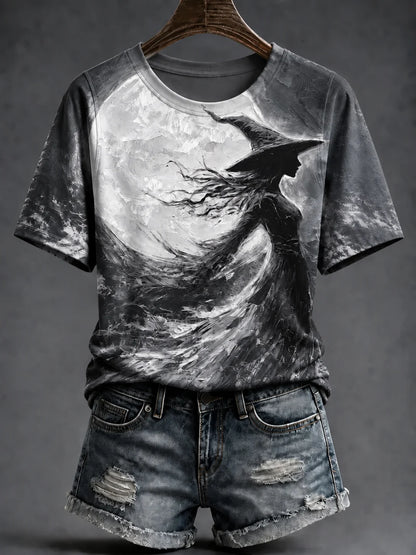 Women's Pink Witch Print T‑Shirt