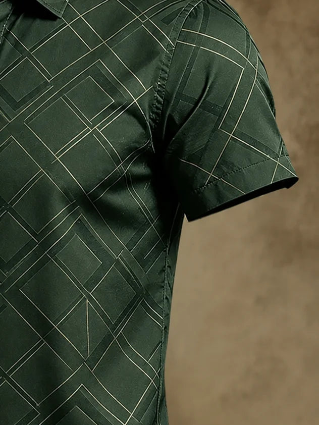 Moisture-Wicking Abstract Geometric Line Art Casual Shirt