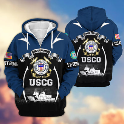 Premium US Veterans Zip Up Hoodie ATTN150821, Gifts For US Veterans, Gifts On Father's Day, Veterans Day.