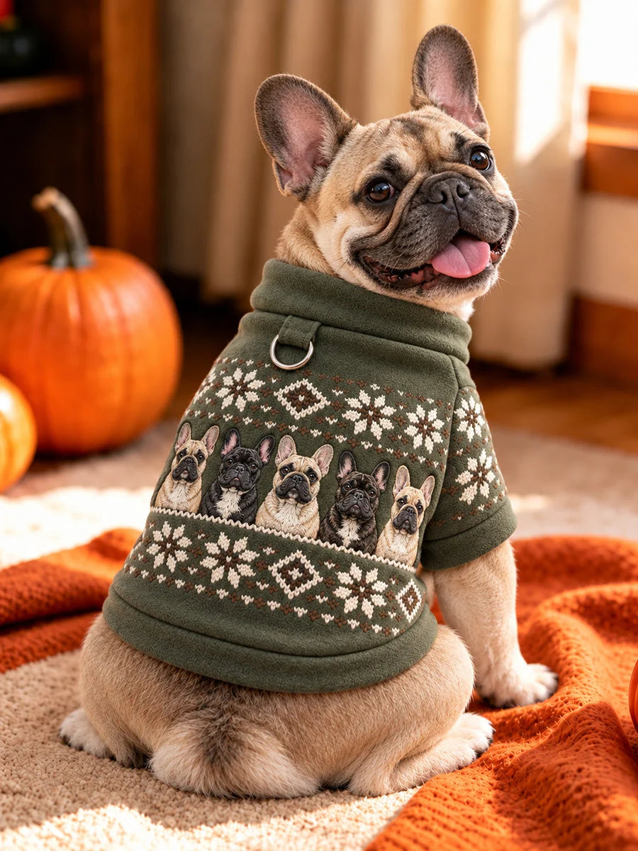 Vintage French Bulldogs Isle Pattern Print Short-Sleeve Shirt (with D-ring)