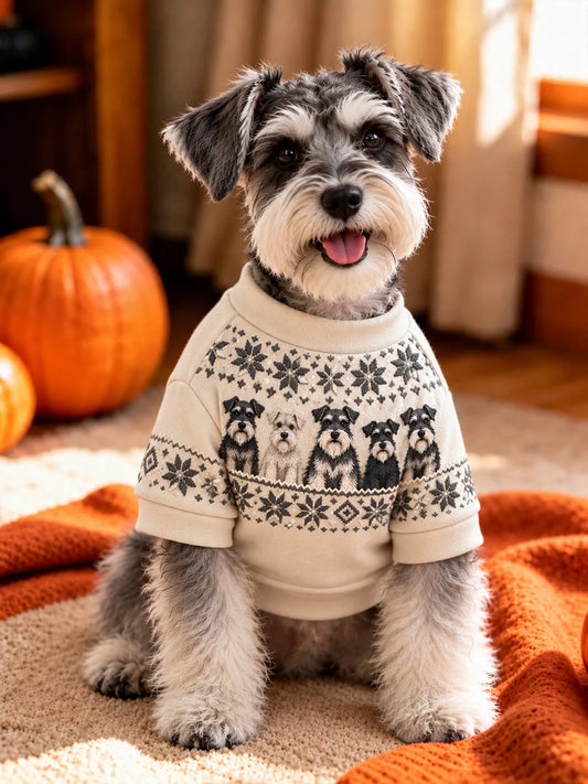 Vintage Schnauzer Dogs Isle Pattern Print Short-Sleeve Shirt (with D-ring)