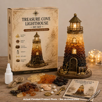💥 LAST DAY 49% OFF - 💙 DIY Sea Glass Lighthouse Kit – Light-Up Coastal Craft & Handmade Home Decor