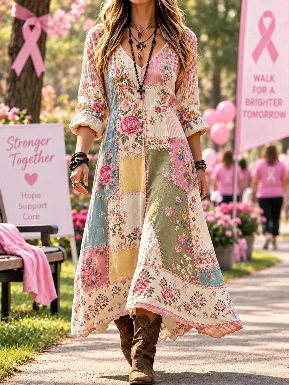 Women's Breast Cancer Print Dresses