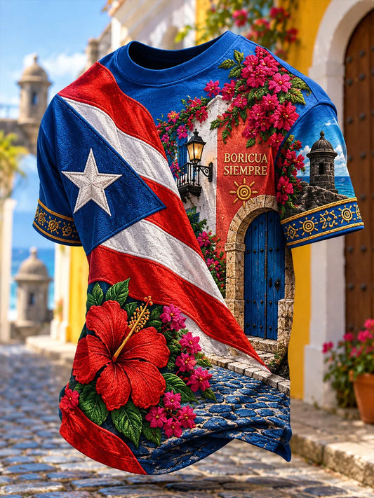 Men's Puerto Rico Boricua Art Printed T-shirt