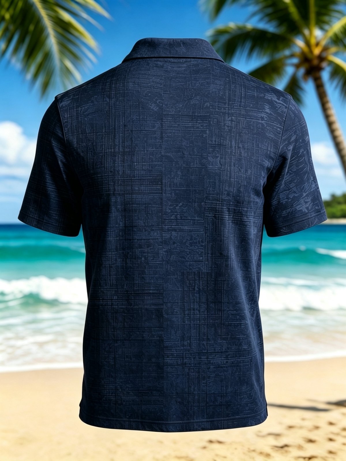 Moisture-Wicking 3D Gradient Abstract Geometric Short-Sleeve Hawaiian Golf Polo