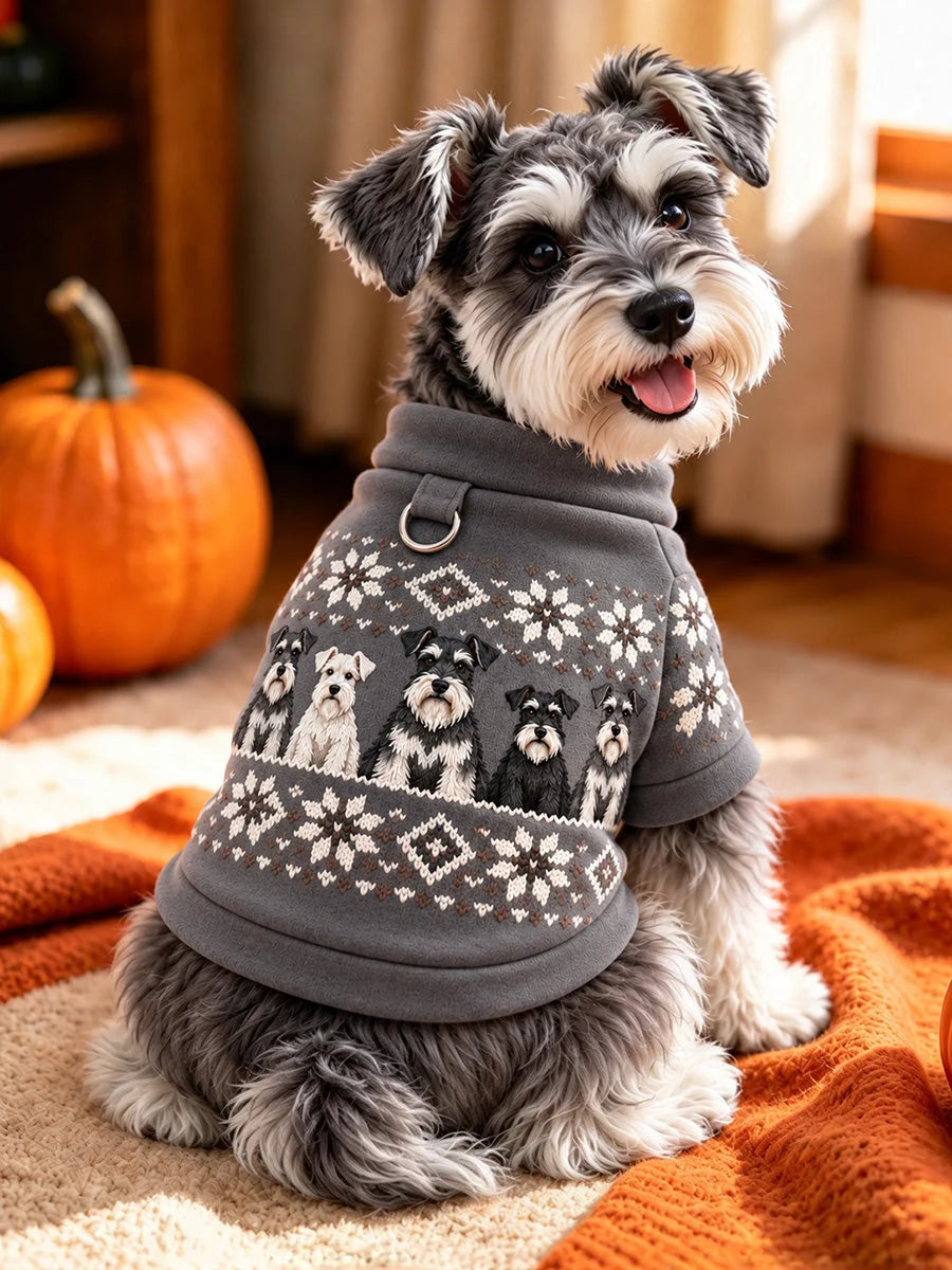 Vintage Schnauzer Dogs Isle Pattern Print Short-Sleeve Shirt (with D-ring)