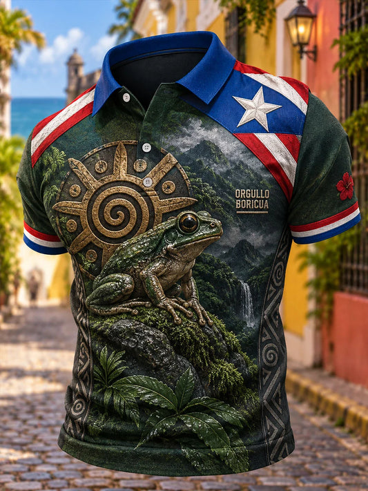 Men's Puerto Rico Boricua Art Printed Casual Tops