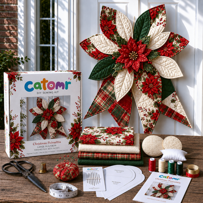 DIY Patriotic Patchwork Bow Sewing Kit – Quilted American Flag Door Hanging Craft