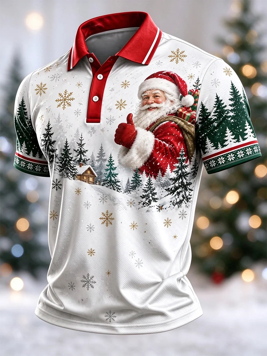 Men's Casual Christmas Short-Sleeve Polo Shirt