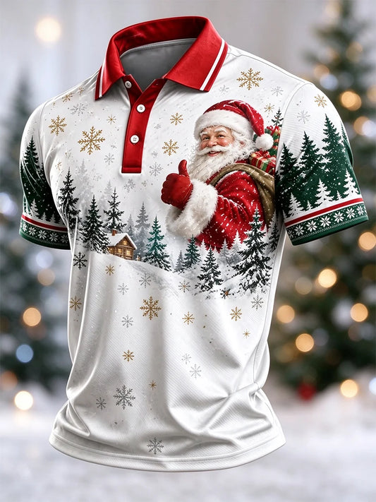 Men's Casual Christmas Short-Sleeve Polo Shirt
