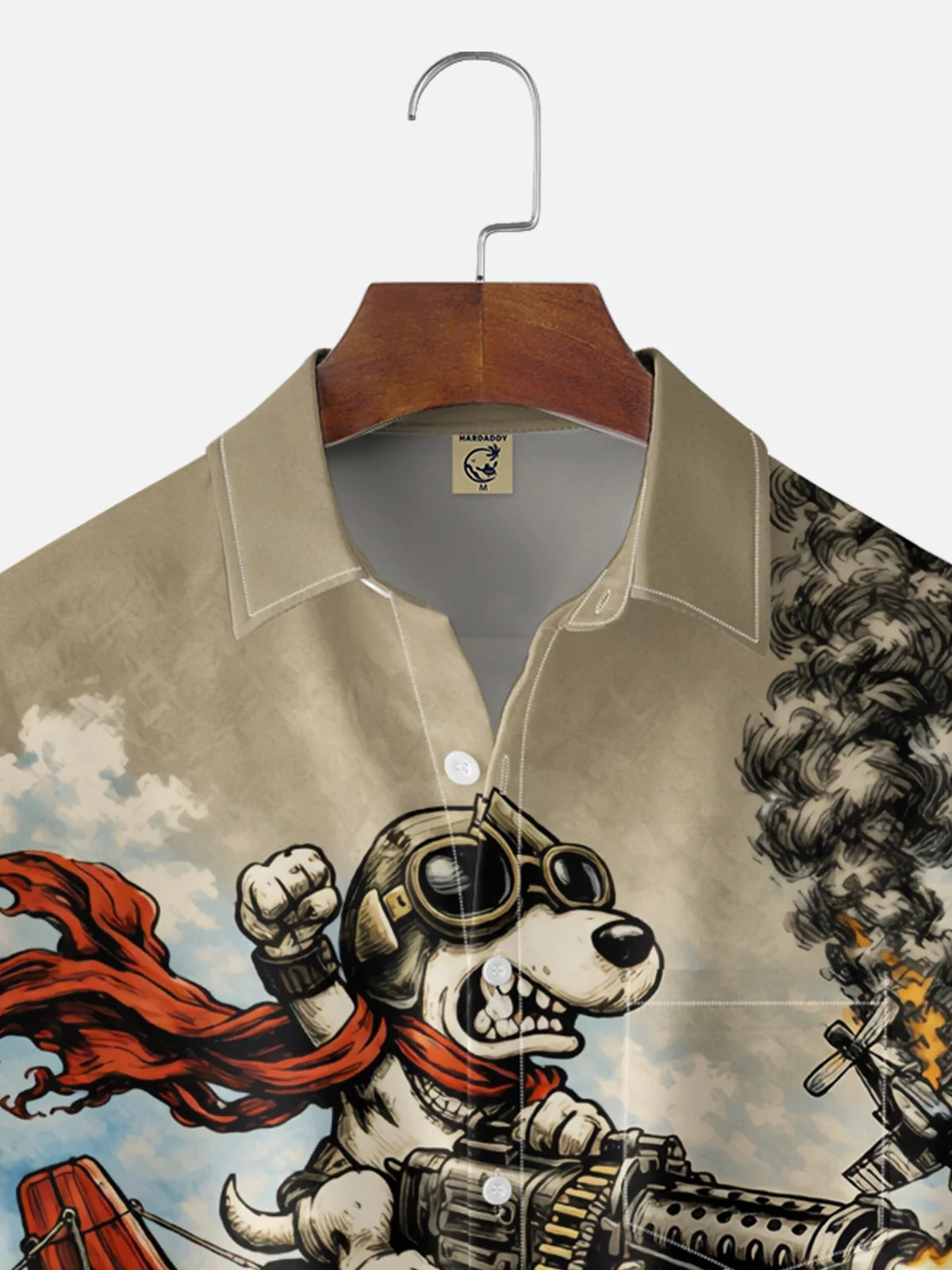 Moisture-Wicking Abstract Airplane & Dog Pattern and Chest Pocket Holiday Hawaiian Shirt