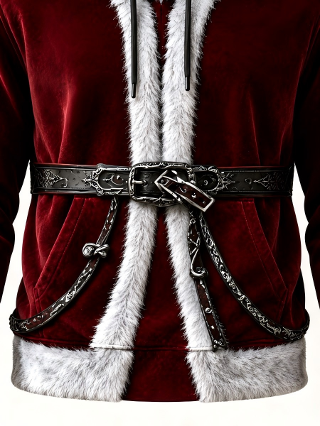 Christmas Vintage Santa Claus Suit Look Kangaroo-Pocket Hoodie Sweatshirt