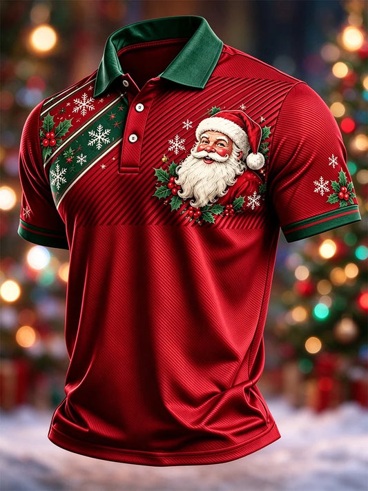 Men's Casual Christmas Short-Sleeve Polo Shirt