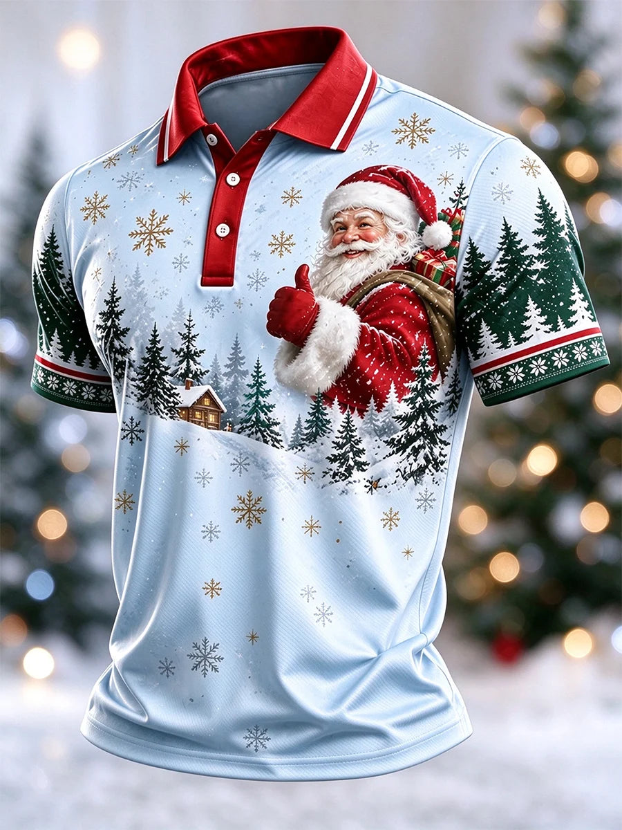 Men's Casual Christmas Short-Sleeve Polo Shirt