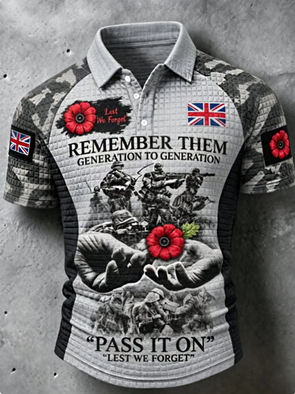 Men's Remembrance Day Lest We Forget  short sleeve shirt