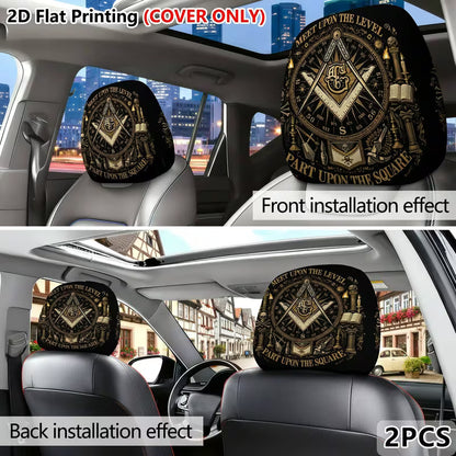 2PCS Freemason Emblem Car Headrest Covers – Masonic Auto Seat Accessories