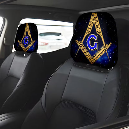 2PCS Freemason Emblem Car Headrest Covers – Masonic Auto Seat Accessories