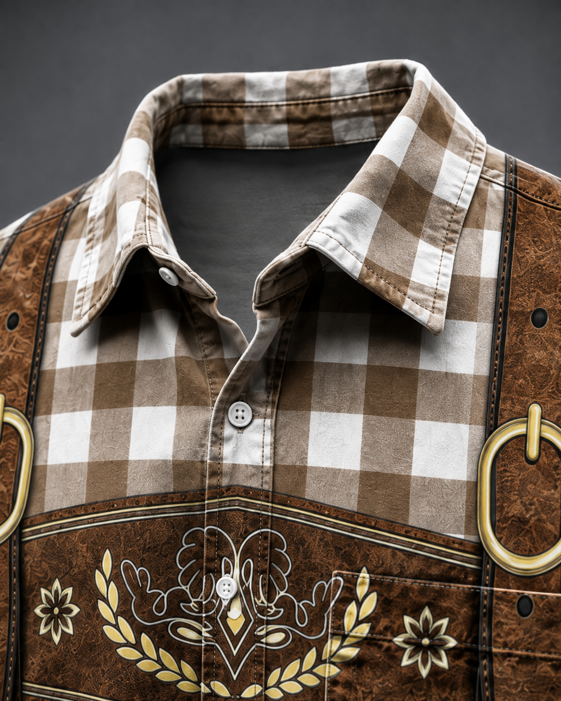 Moisture-Wicking Oktoberfest Style Chest Pocket Long-Sleeve Casual Shirt
