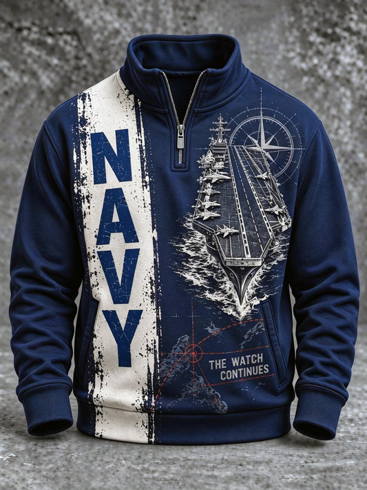 Men's Veteran-Print Casual Sweatshirt