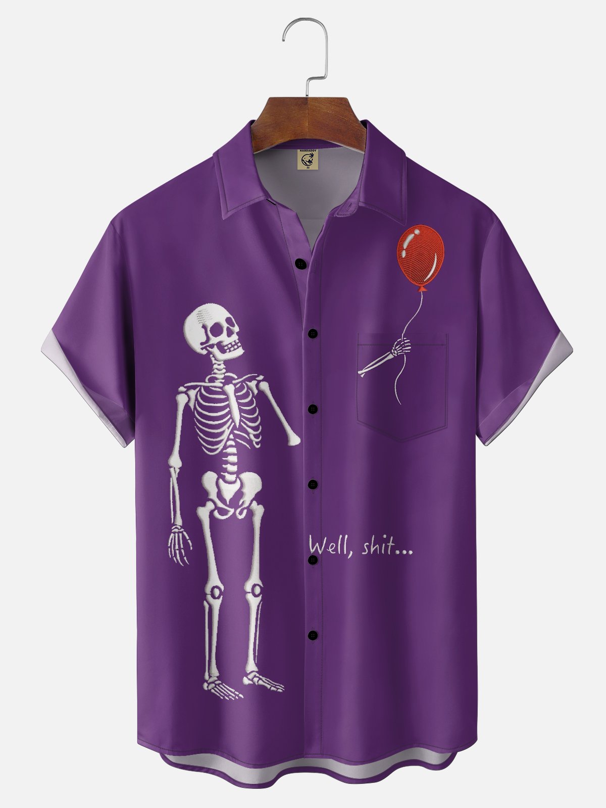 Moisture-wicking Halloween Skeleton Chest Pocket Casual Shirt