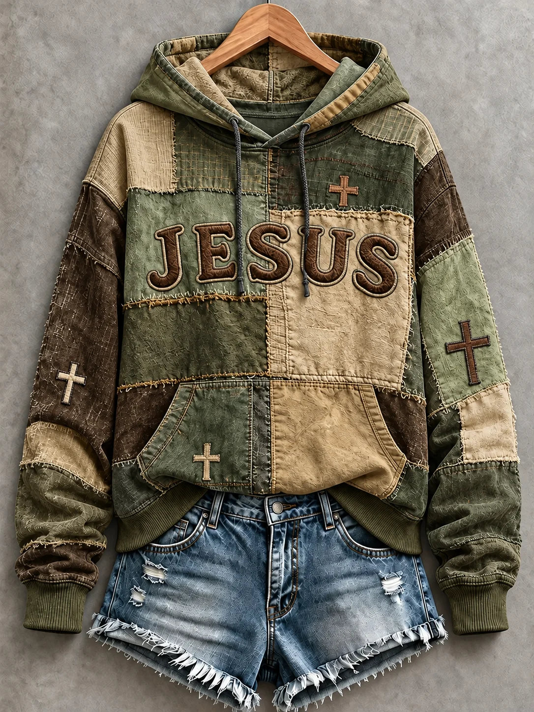 Women's Casual "Faith" Cross-Print Sweatshirt
