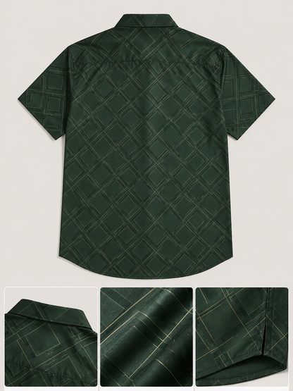 Moisture-Wicking Abstract Geometric Line Art Casual Shirt