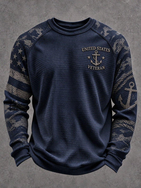 Men's Navy Veteran Print Casual Top