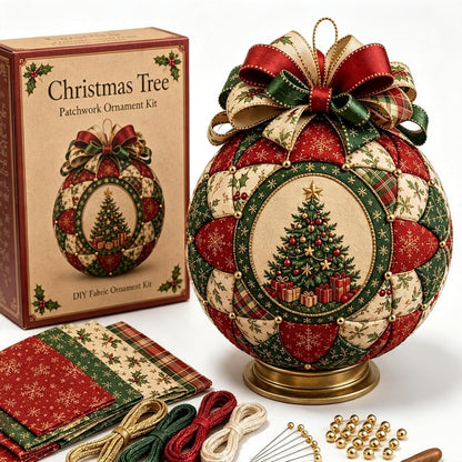 Christmas Classics Patchwork Ornament DIY Kit - Handmade Fabric Holiday Decor - Snowman, Santa & More