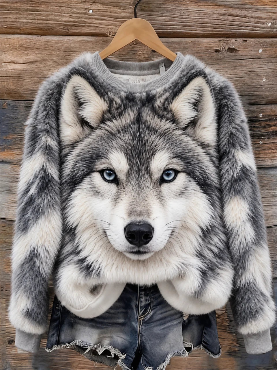 Women's Casual Animal Print Flannel Sweatshirt