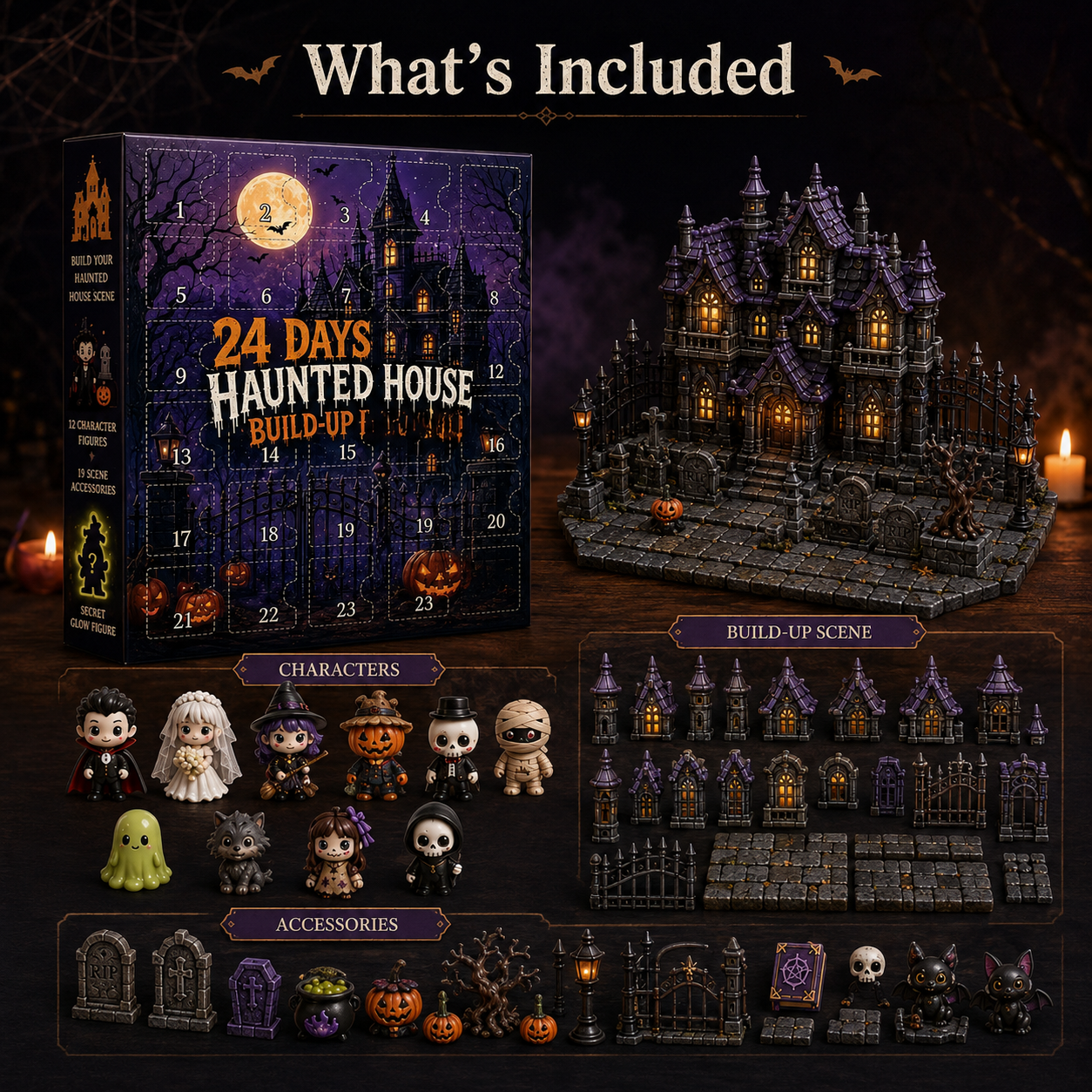Haunted House Halloween Advent Calendar 2026 – 24-Day Spooky Countdown with Mini Figures 👻
