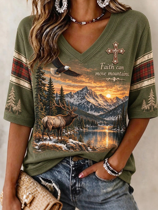 Women's Casual "Faith" Print Top