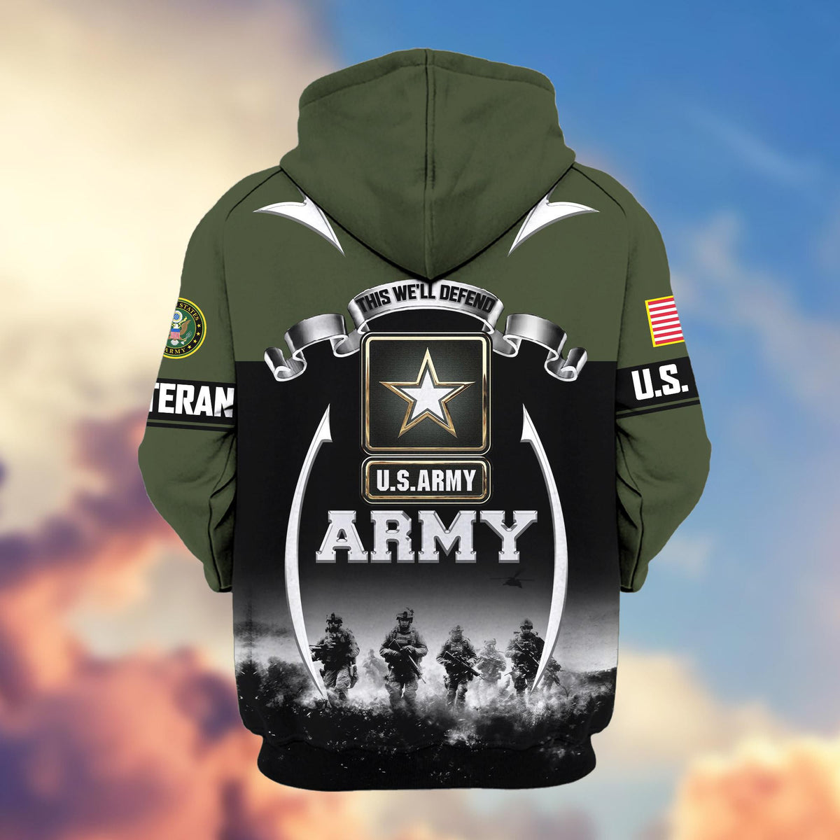 Premium US Veterans Zip Up Hoodie ATTN150821, Gifts For US Veterans, Gifts On Father's Day, Veterans Day.