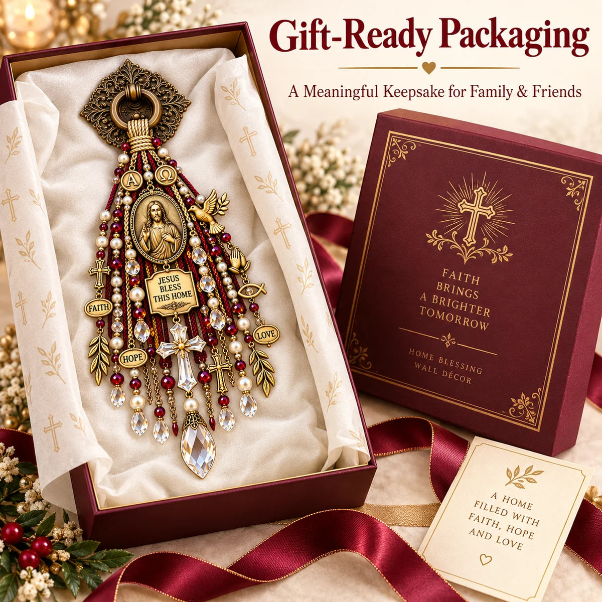 ✝️💙 Christian Door Blessing – Jesus & Virgin Mary Keepsake for Faith, Peace & Home